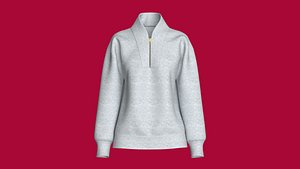 3D Girls Melange Half-Zip Drop Shoulder Sweatshirt