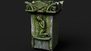 3D ancient stone mossy ruin PBR photogrammetry