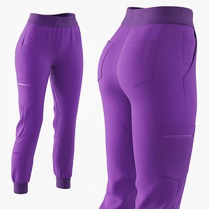 FIGS Zamora Jogger Scrub Pants Purple 3D