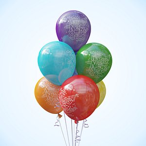 3d model seven balloons helium