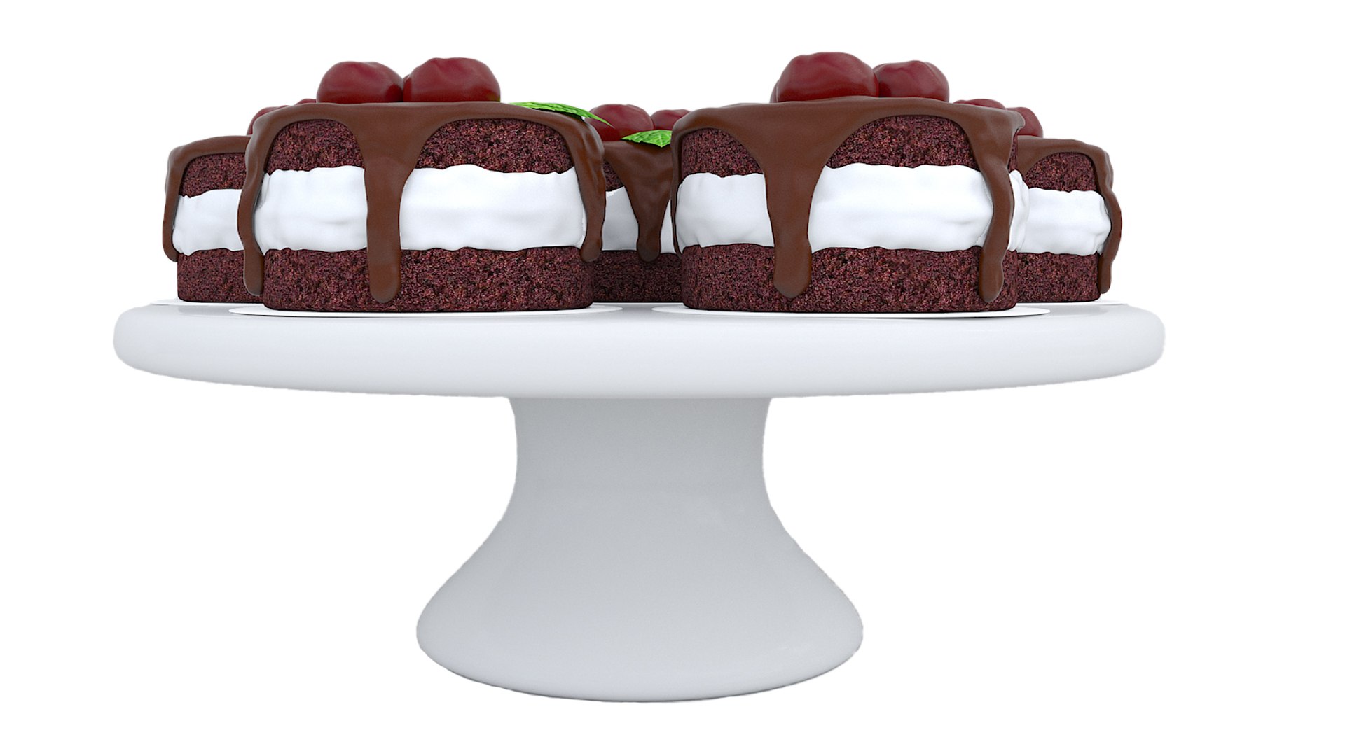 3D Model Cherry Chocolate Mini Cakes 2 - TurboSquid 1945152