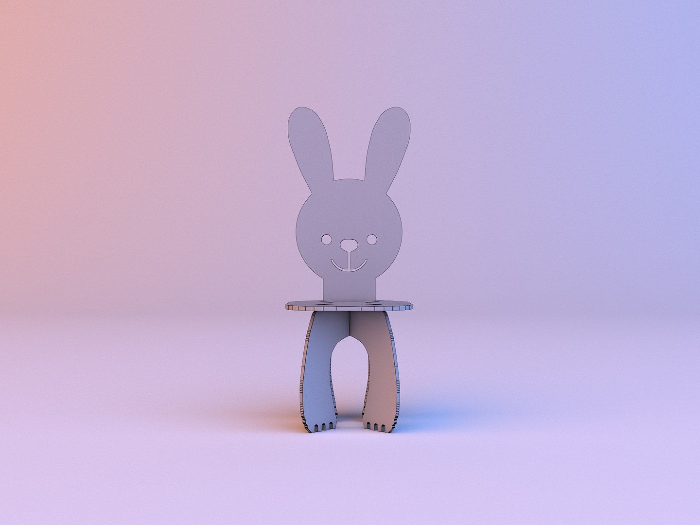 3D Rabbit Kids Wood Chair Model - TurboSquid 1735941