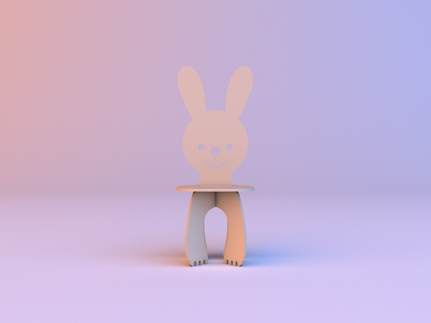 3D Rabbit Kids Wood Chair Model - TurboSquid 1735941
