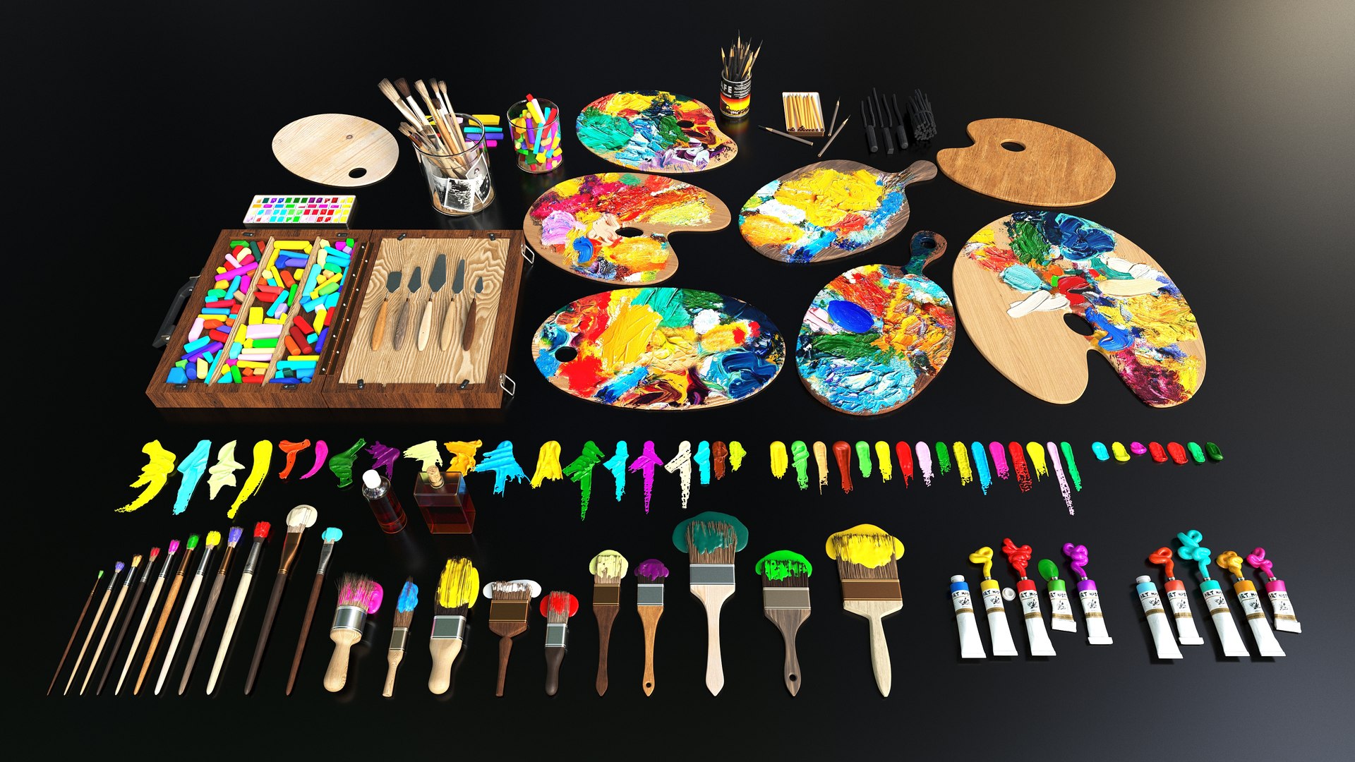 Artist Studio Pack 400 3D model https://p.turbosquid.com/ts-thumb/yv/mNYTUd/2A/artiststudiopack400artsupplies1/jpg/1753520040/1920x1080/fit_q87/41b6091bf68bfb3aea507790be8bdc4e366044fc/artiststudiopack400artsupplies1.jpg