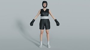 3D Female Boxer - Rigged model