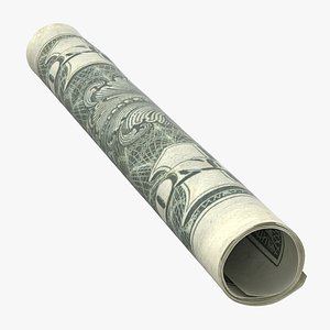 single tightly rolled dollar 3D model