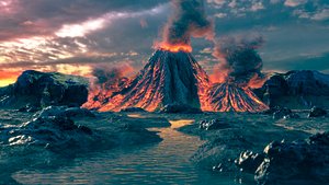 3D Erupting volcano