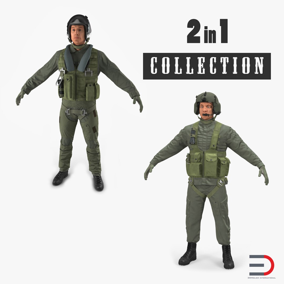 US Military Pilots Collection 3D model preview