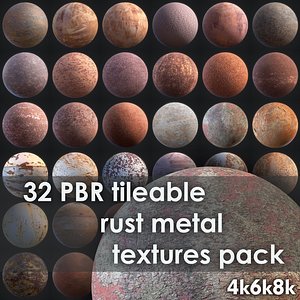 3D Pack of 32 Seamless Rust Metal PBR Texture model