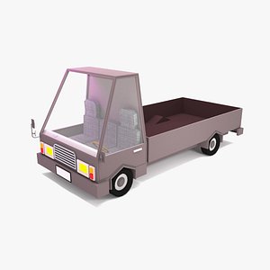 3D Low Poly Cartoon Truck 01