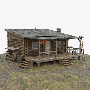 Log Cabin Fully Modeled Interior and Exterior