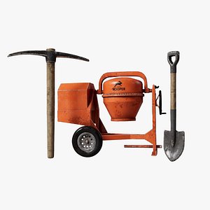 3D Concrete Mixer  Construction Tools Bundle
