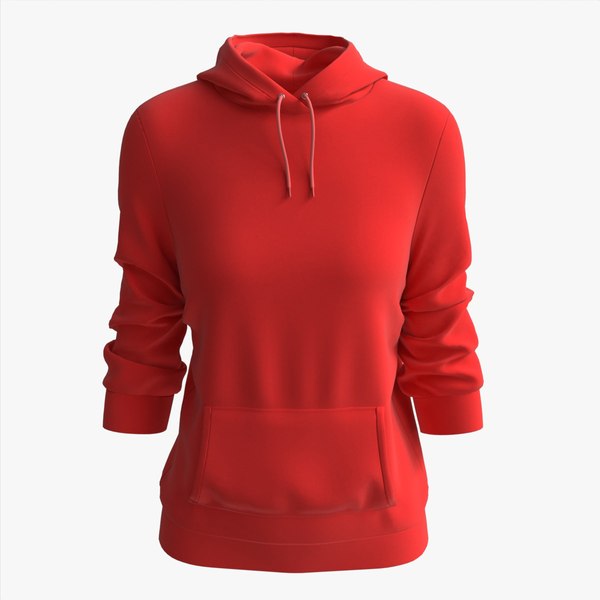 3D Hoodie with Pockets for Women Mockup 03 Red