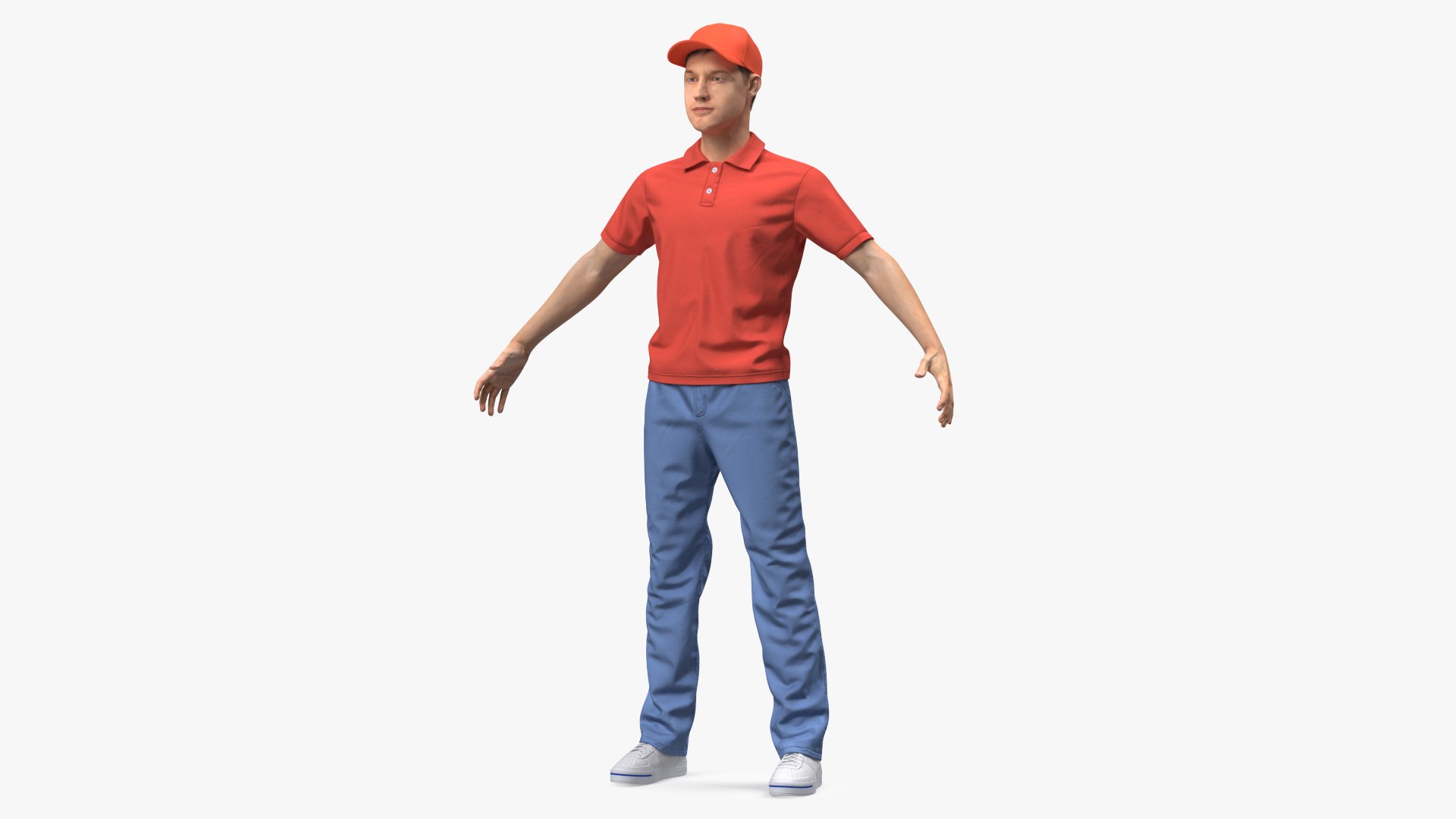 Delivery Service Man Neutral Pose Fur 3D model preview