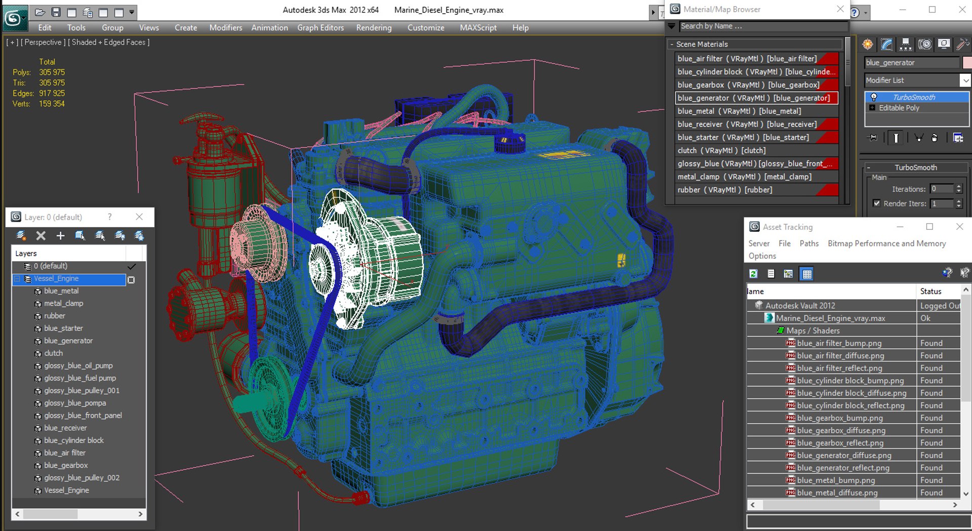 Marine diesel engine model - TurboSquid 1400776