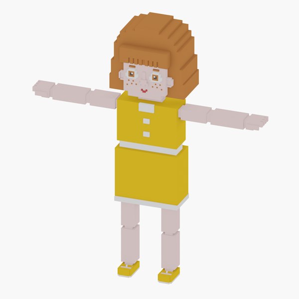 Cartoon 8 bit girl 3D model