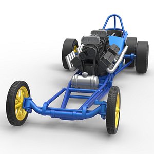 Front engine old school 6 wheeled dragster Version 2 Scale 1 to 25