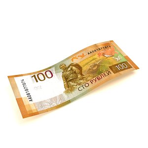3D 100 Russian Roubles Banknote model