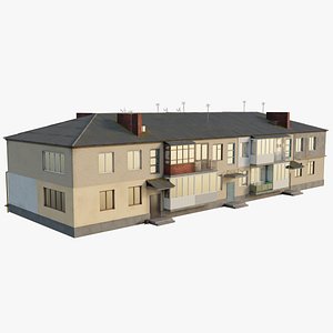 Two-Story Apartment Building Tile 3D model