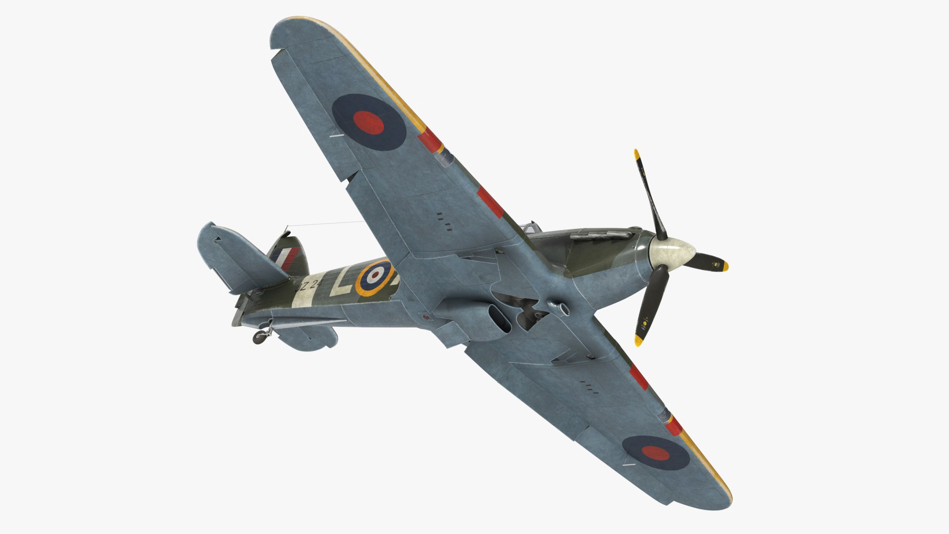 Hawker Hurricane Mk1 WW2 Fighter Rigged for Cinema 4D 3D model preview