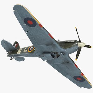 Hawker Hurricane Mk1 WW2 Fighter Rigged for Cinema 4D