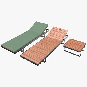 Makemake Teak Sun-Lounger with Coffee-table By Terraforma 3D model
