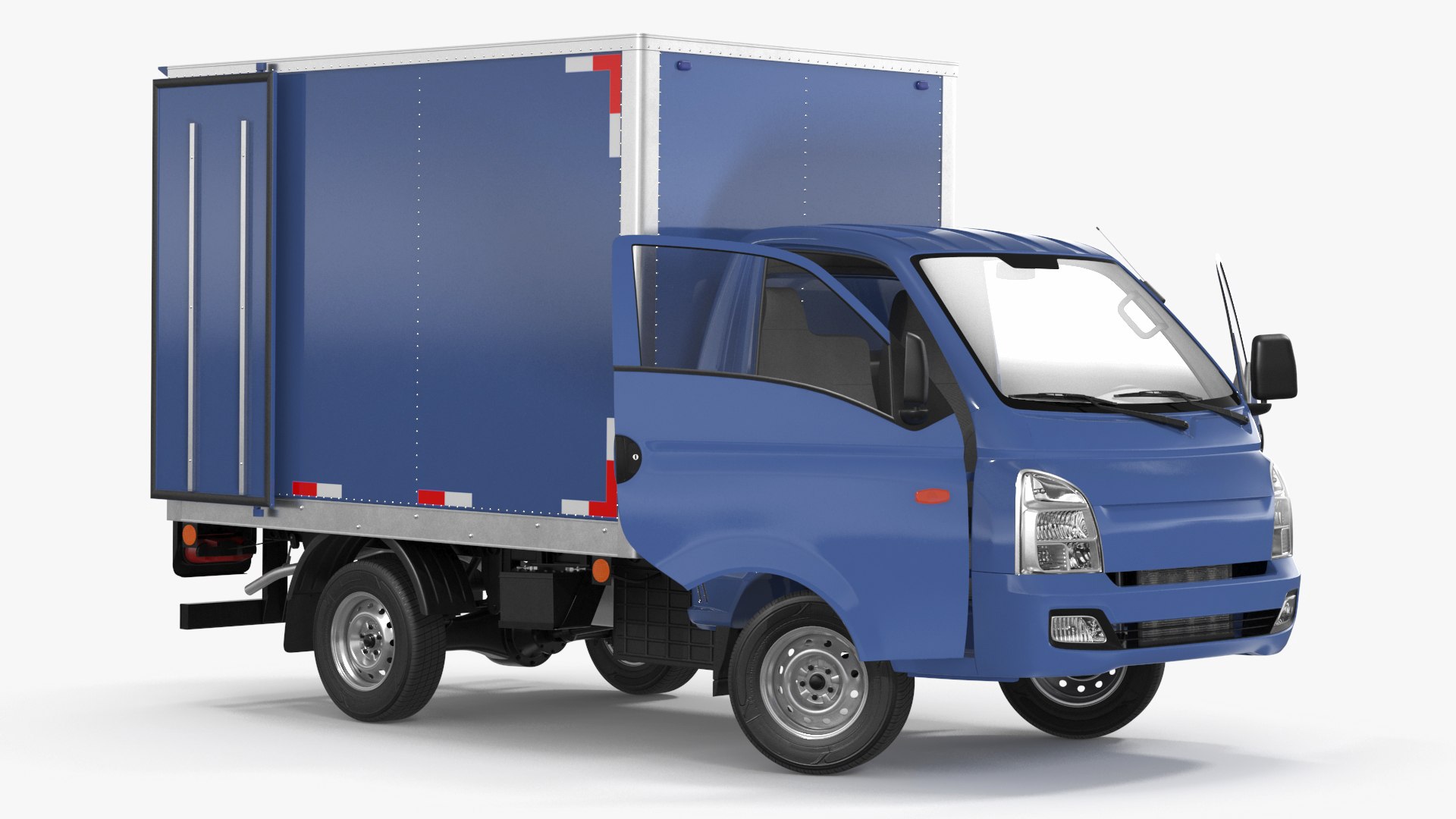 Asian Mini Truck Refrigerator Blue Rigged 3D model preview