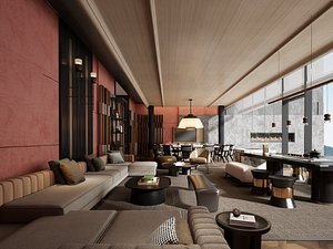 Luxury Modern Chinese Living Room Interior Scene 3D model