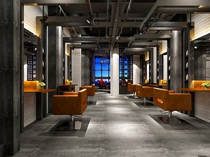 3D Industrial Loft Barber Shop