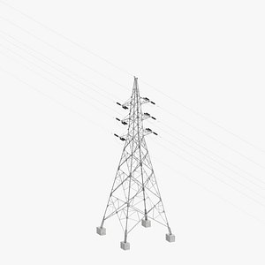 3D Power Lines High Tension Clean and Dirty