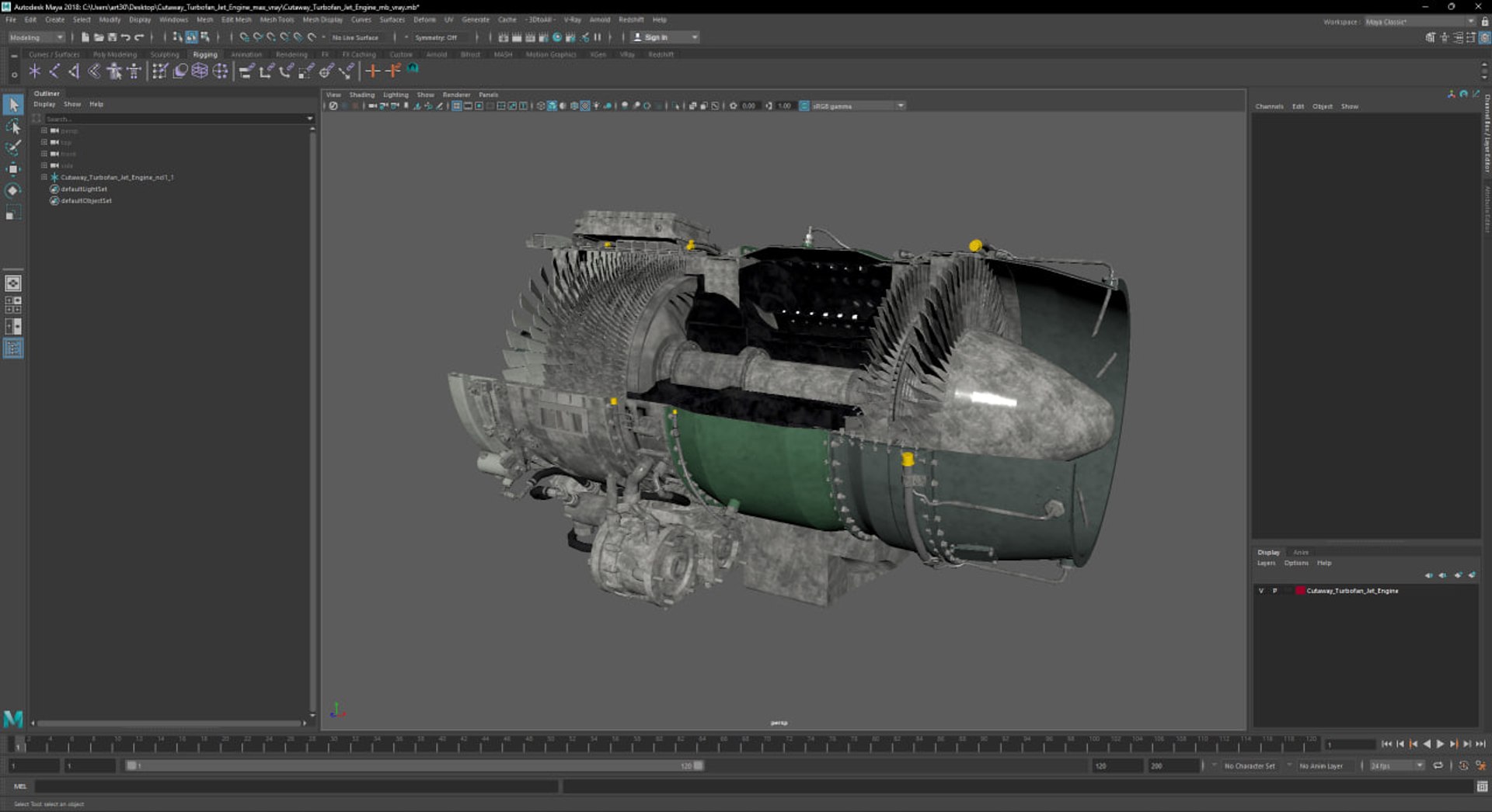 Cutaway Turbofan Jet Engine 3D Model - TurboSquid 2347589