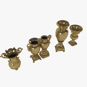 3D model Baroque Golden Vase Set