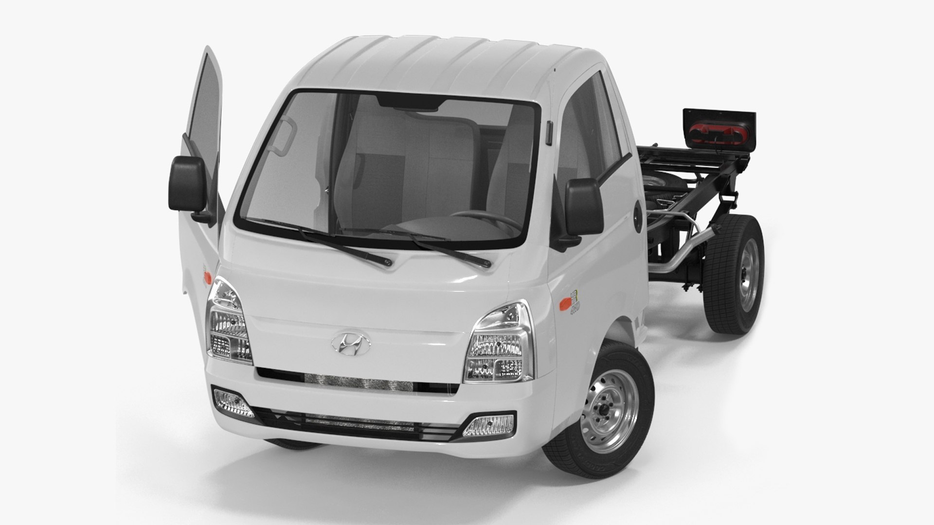 Mini Truck Hyundai HR 2023 Bare Chassis Rigged for Maya 3D model preview