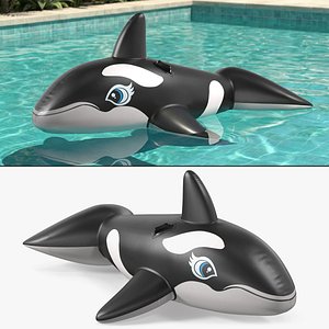 3D Inflatable Whale Pool Float Black White model