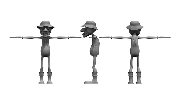 3D fisher man cartoon model