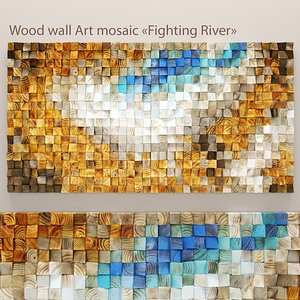 3d model wood wall mosaic