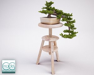 3d model bonsai stool