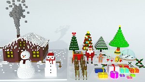 voxel christmas new year 3D model