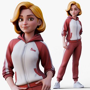 3D Daria Cartoon Girl model