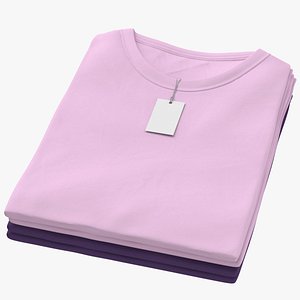 3D Female Crew Neck Folded Stacked With Tag Color Variations 05