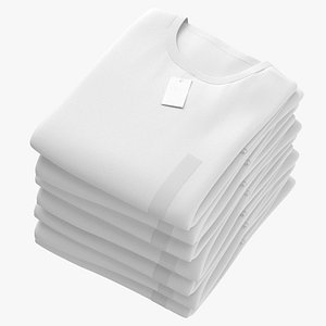 Folded TShirt Round Neck 7 Pile White Gray and Black 3D model