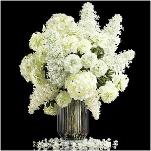Festive bouquet of white flowers vase lilac hydrangea 336 model
