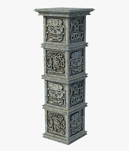 3D model column aztec pillar