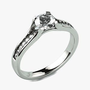 5mm Gemstone Gold Ring 3D