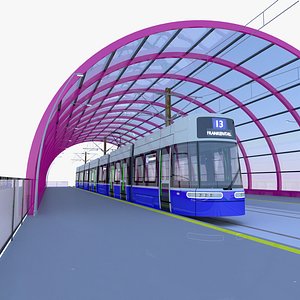 Zurich tram stop III 3D