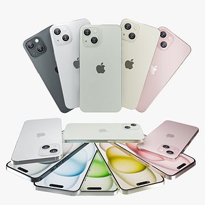 Apple i phone 15 with all colors 3D model