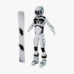 Futuristic snowboarder equipment 3D model