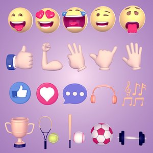 Cartoon Pack - Smiley - Hand - Sport Music Trophy