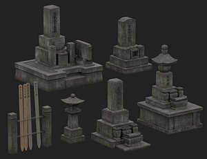 3D Low-Poly Japanese Grave
