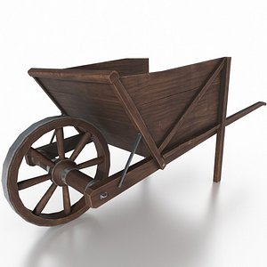 Western - Wooden Wheelbarrow 3D